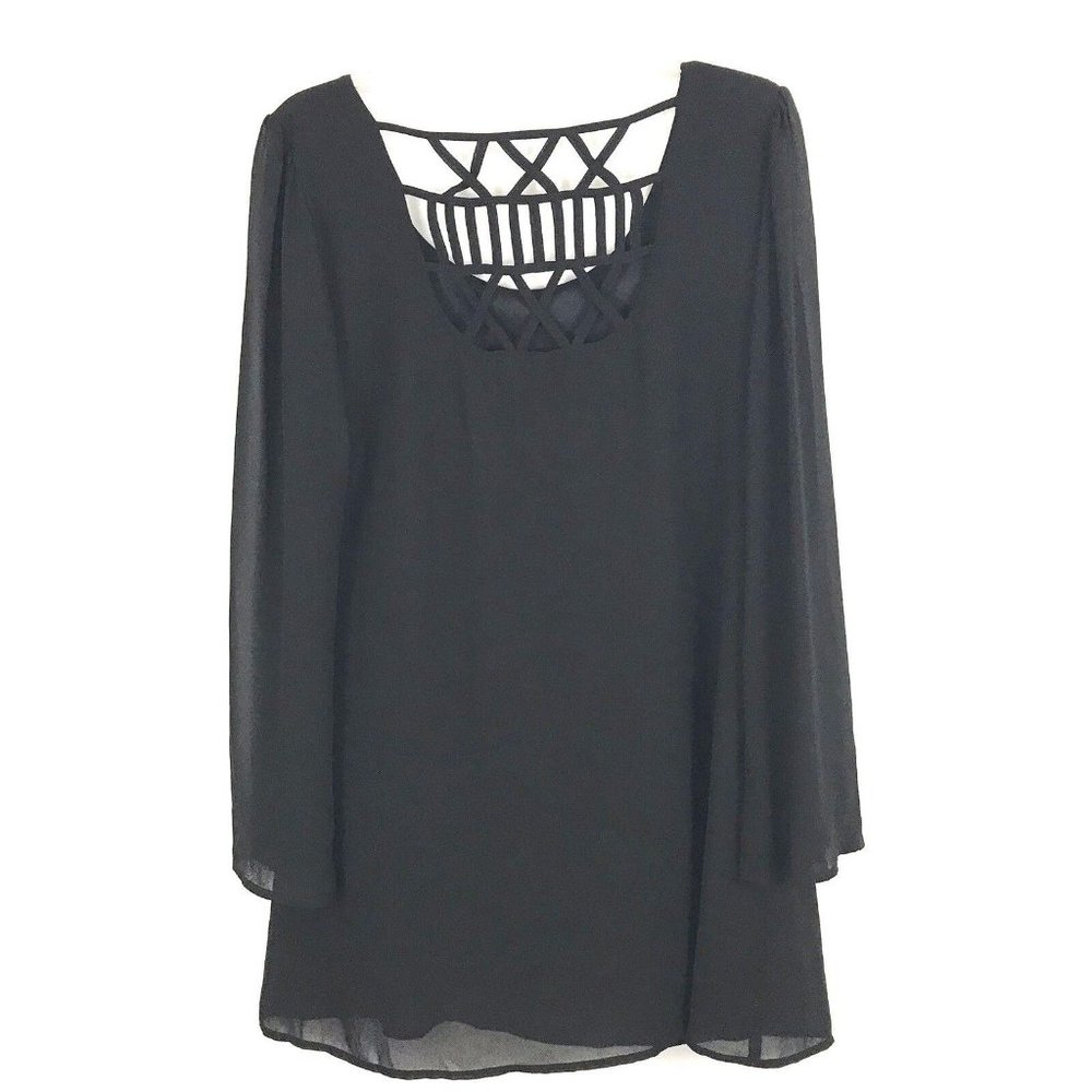 Wet Seal Lattice Back Little Black Shift Dress Size M